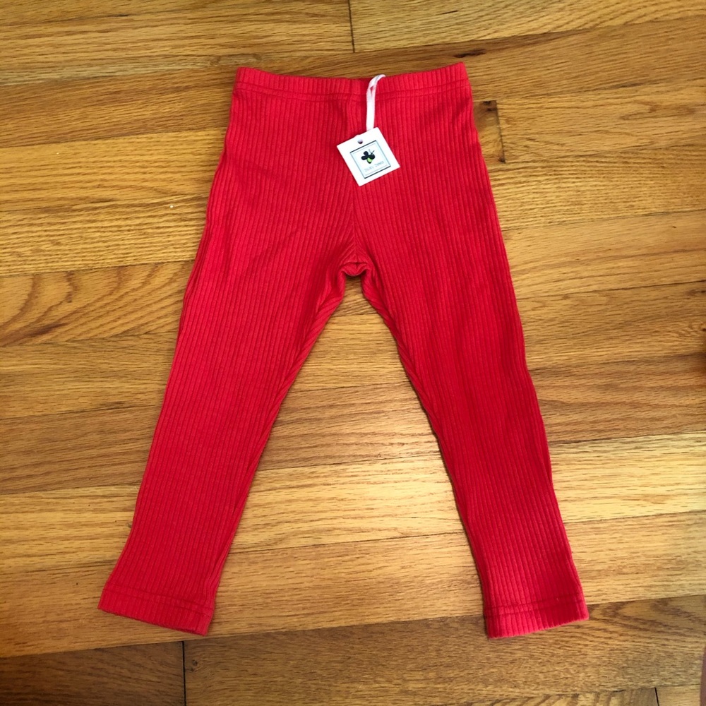 NWT. Busy Bee ribbed red leggings. Size 18 months.